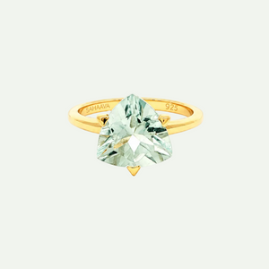 Trilion Cut Majestic Green Amethyst Solitaire Ring