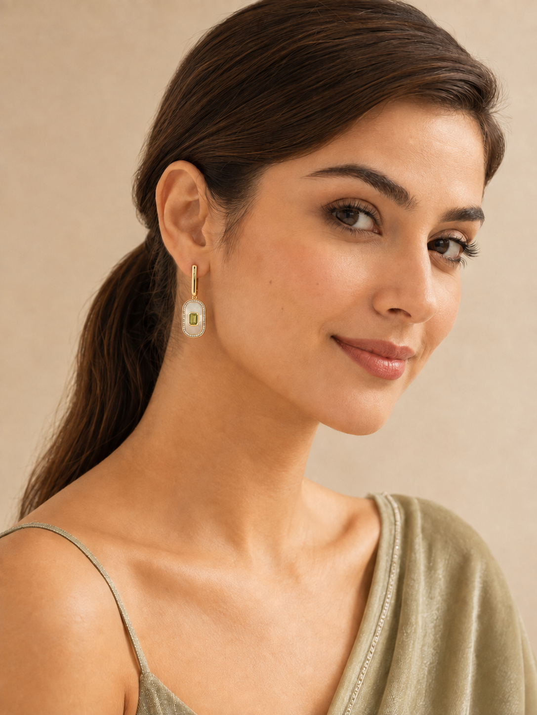 Elegant Syn Mother Of White Pearl Drop Earrings