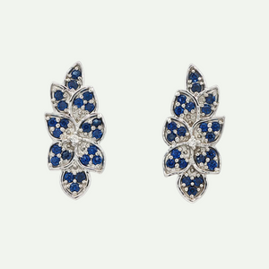 Elegant Nano Sapphire Floral Earrings
