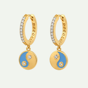 AAA Zircon and Enamel Yin-Yang Peace Drop Earrings