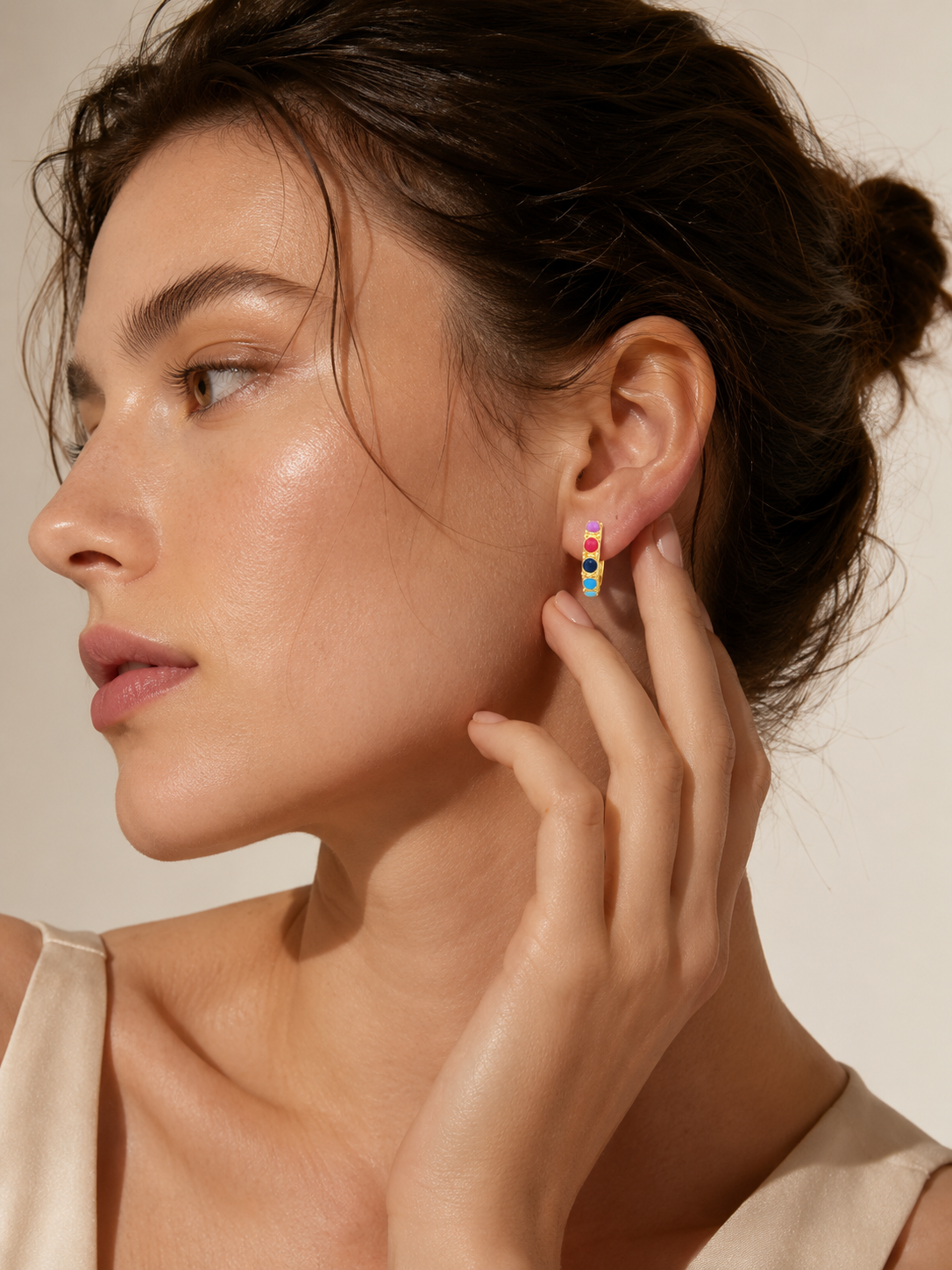 Classic multi-color Gold Vermeil Hoops