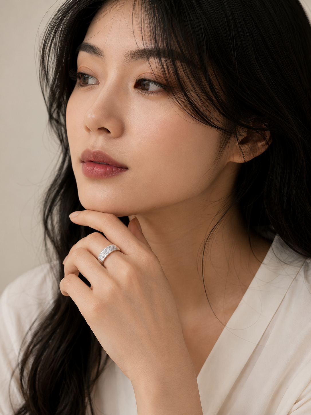 Shimmering White Zircon Ring