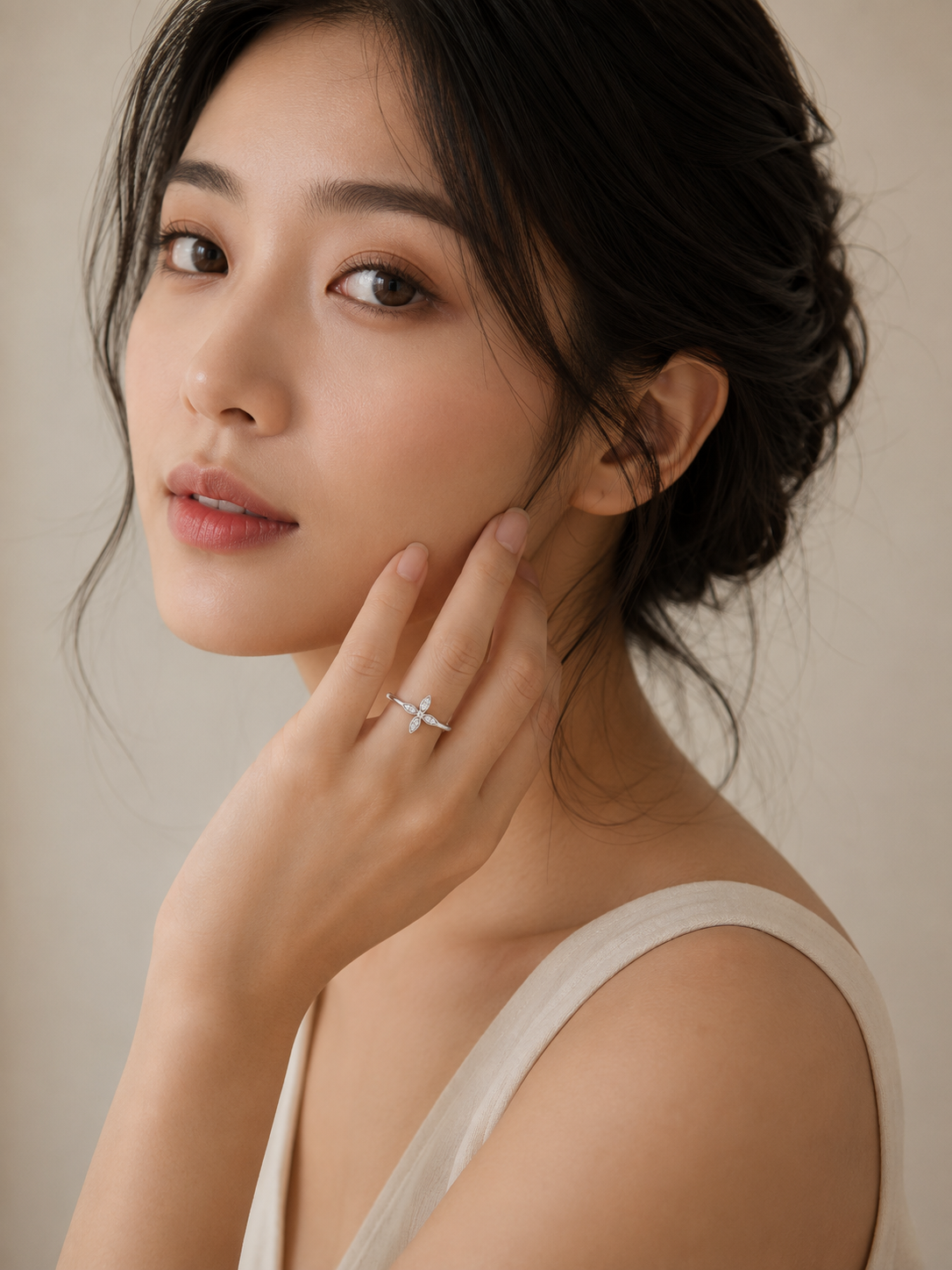 Shimmering White Zircon Ring
