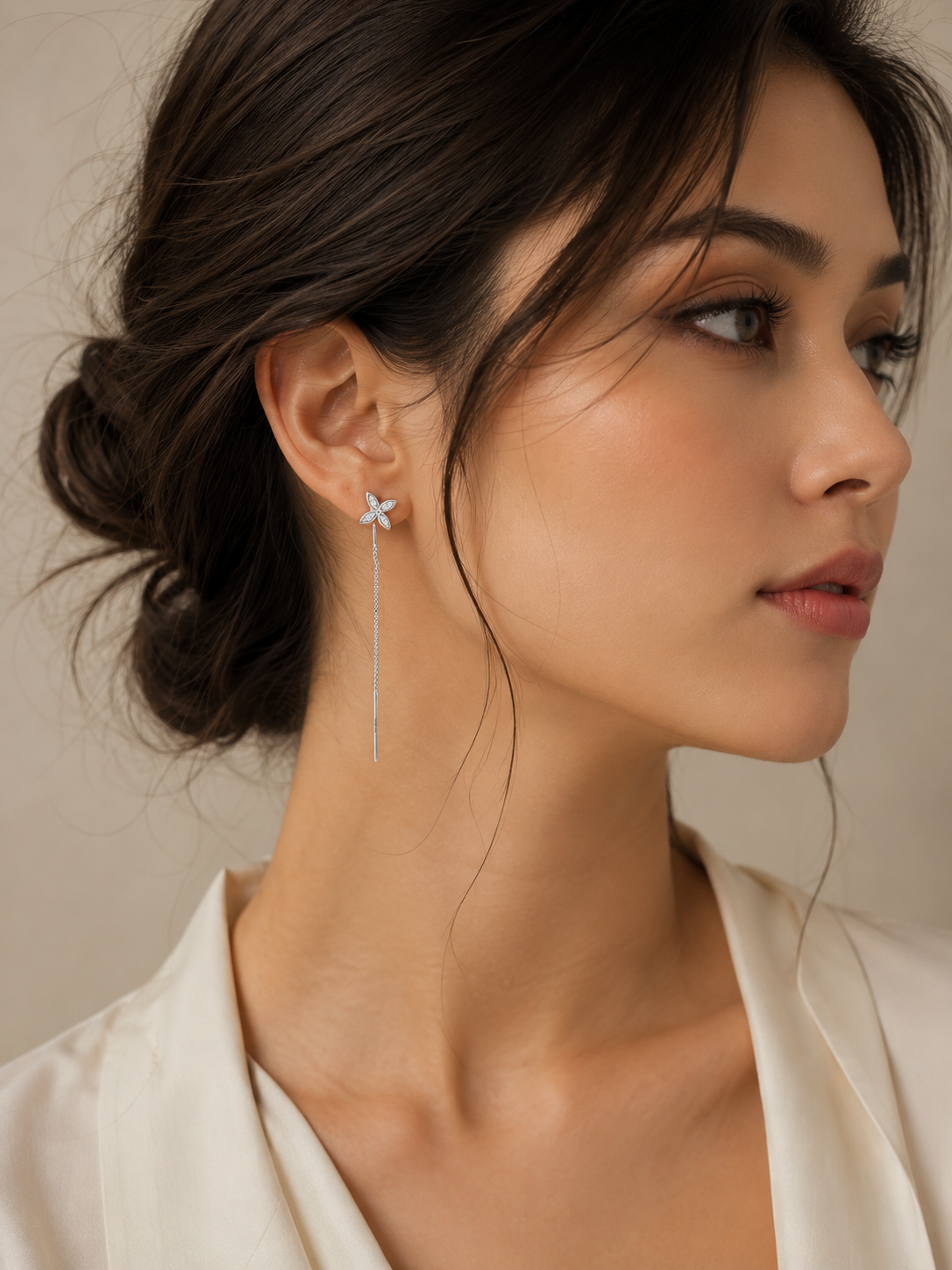 Glittering White Zircon Drop Earrings