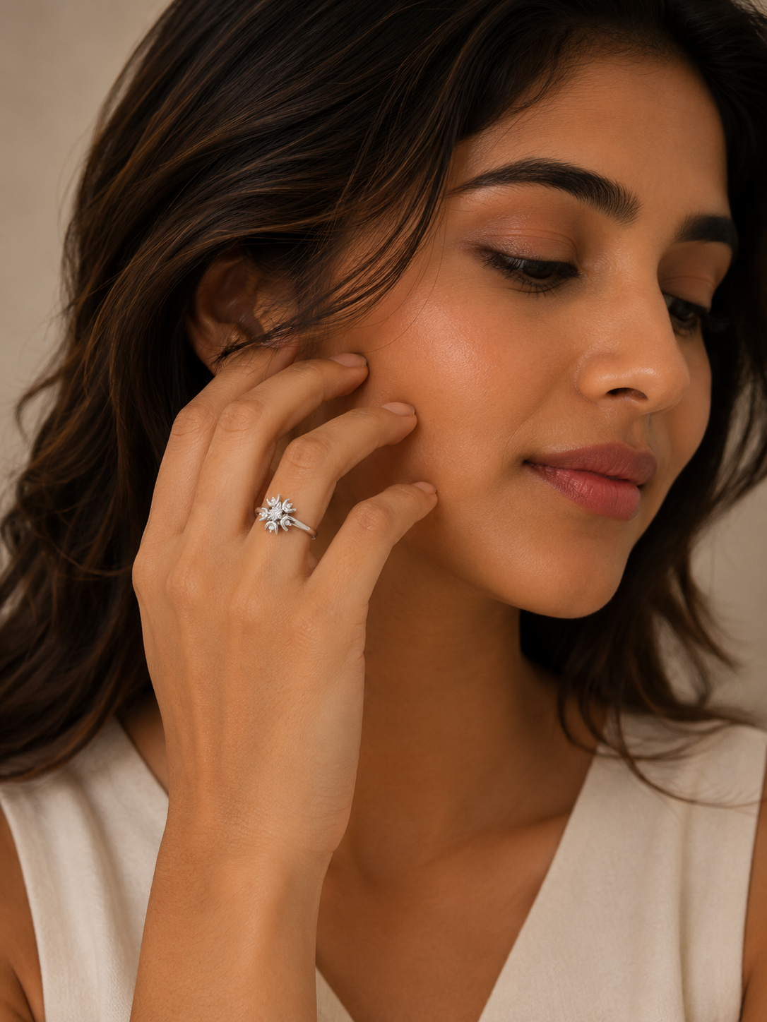 Shimmering White Zircon Ring