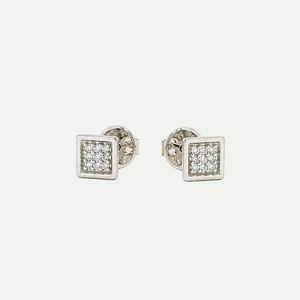 Diamond Square Cluster Stud Earrings
