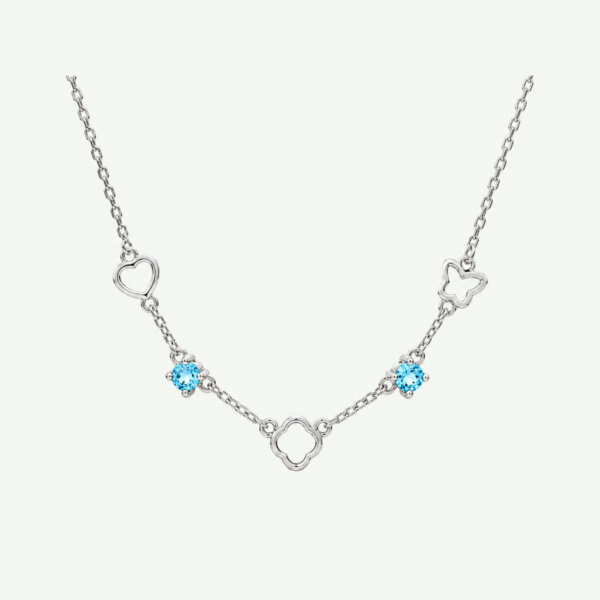 Brilliant Swiss Blue Topaz Openwork Charm Necklace
