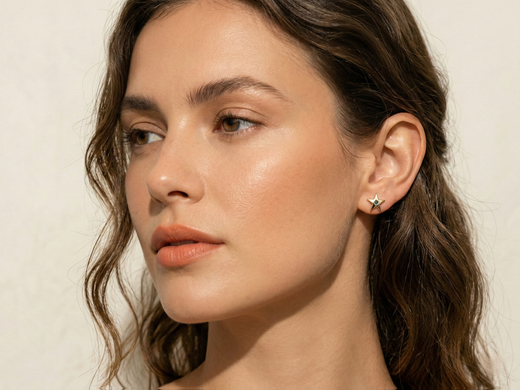 Sparkling Blue Diamond Double Cut Stud Earrings