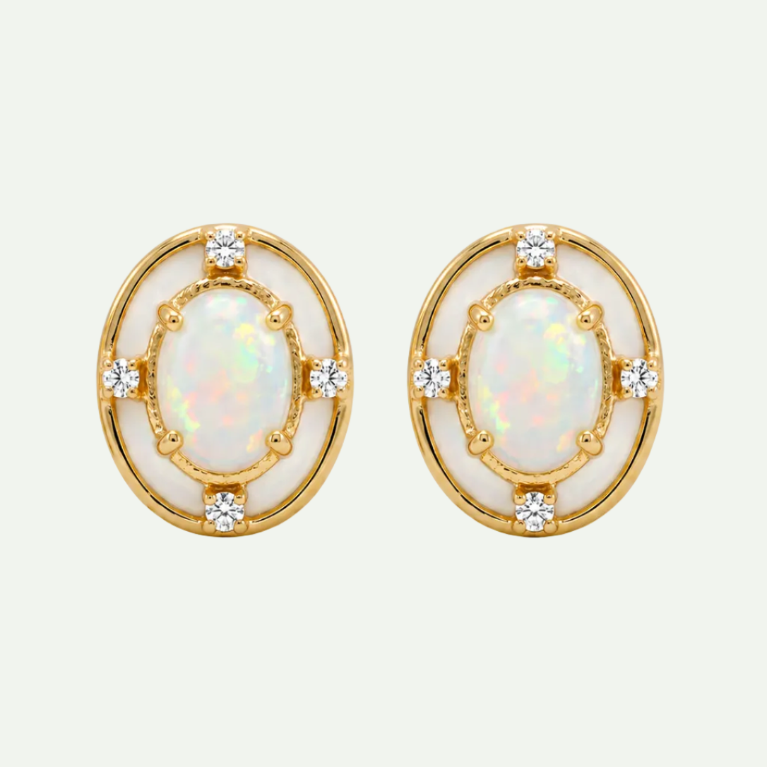 Iridescent Ethiopian Opal Studs