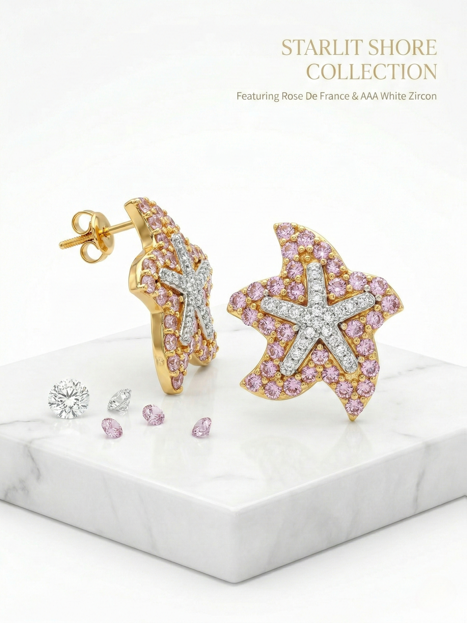 Elegant Rose De France Stud Earrings