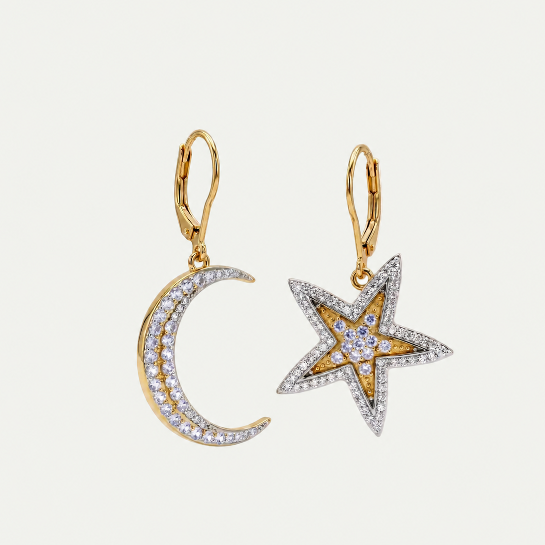 Celestial Duet Tanzanite Drop Earrings