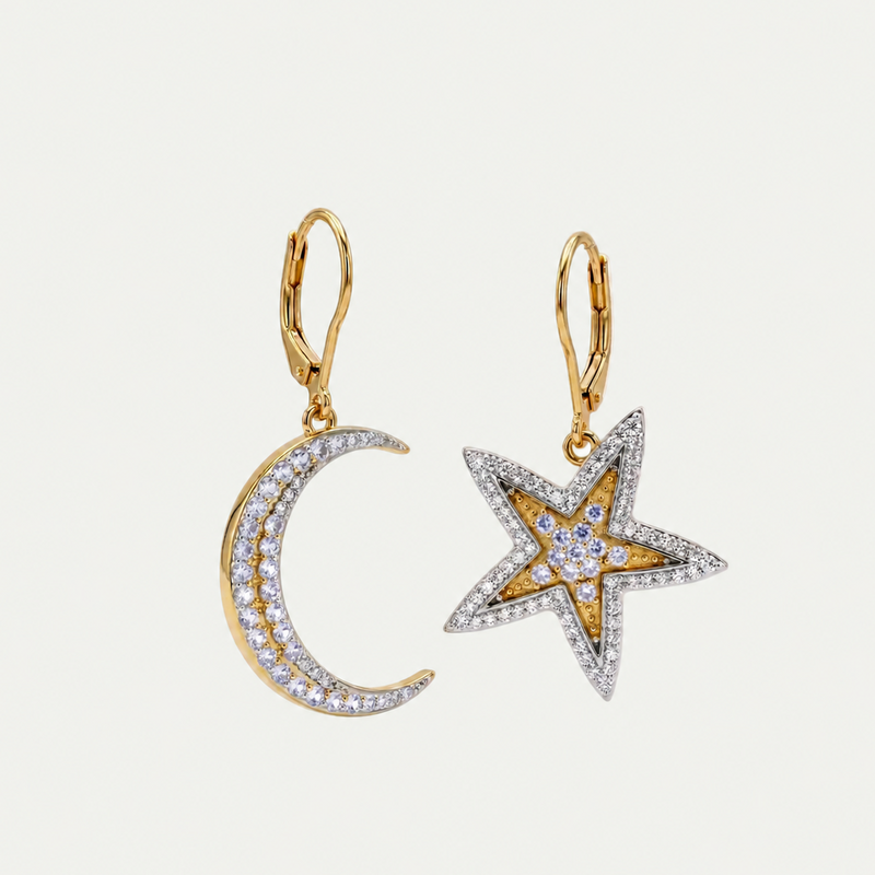 Celestial Duet Tanzanite Drop Earrings