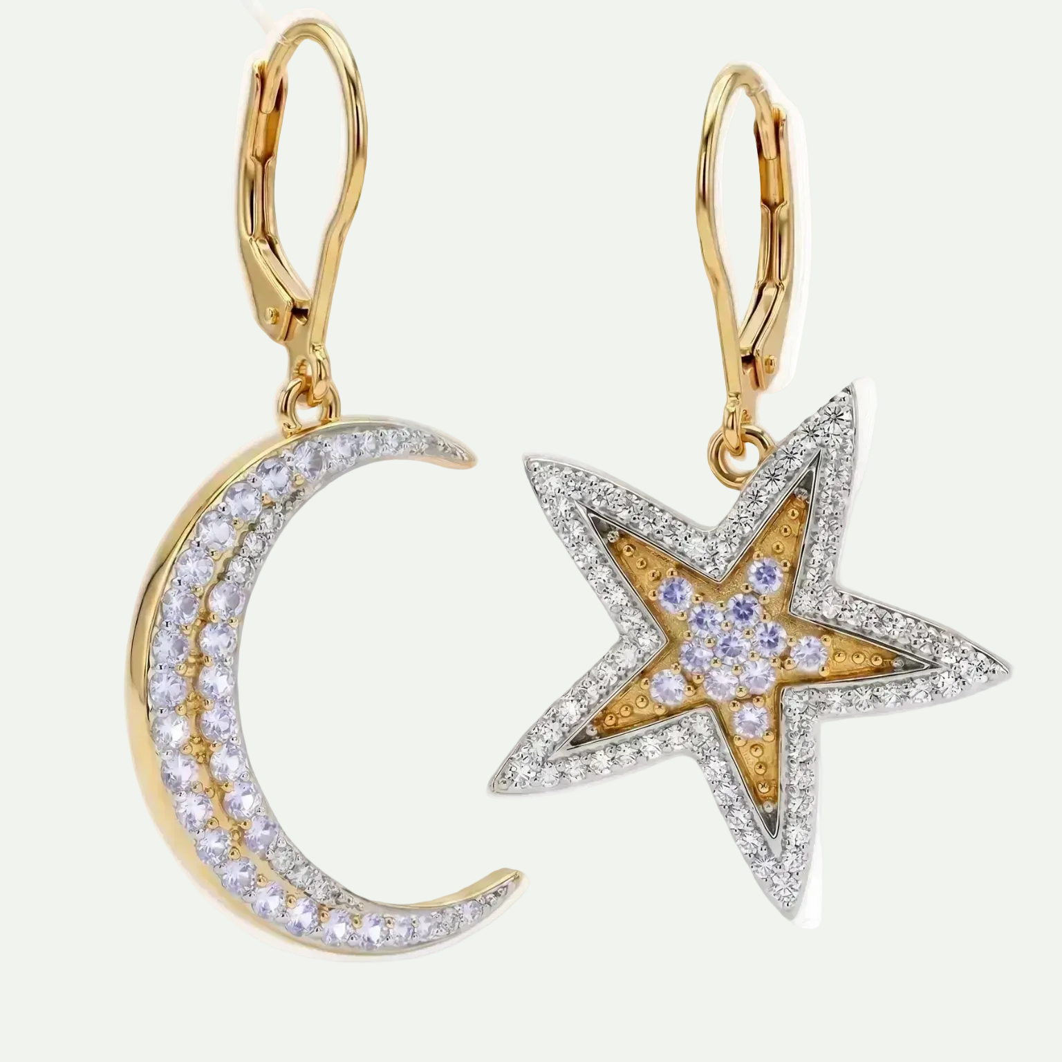 Celestial Duet Tanzanite Drop Earrings