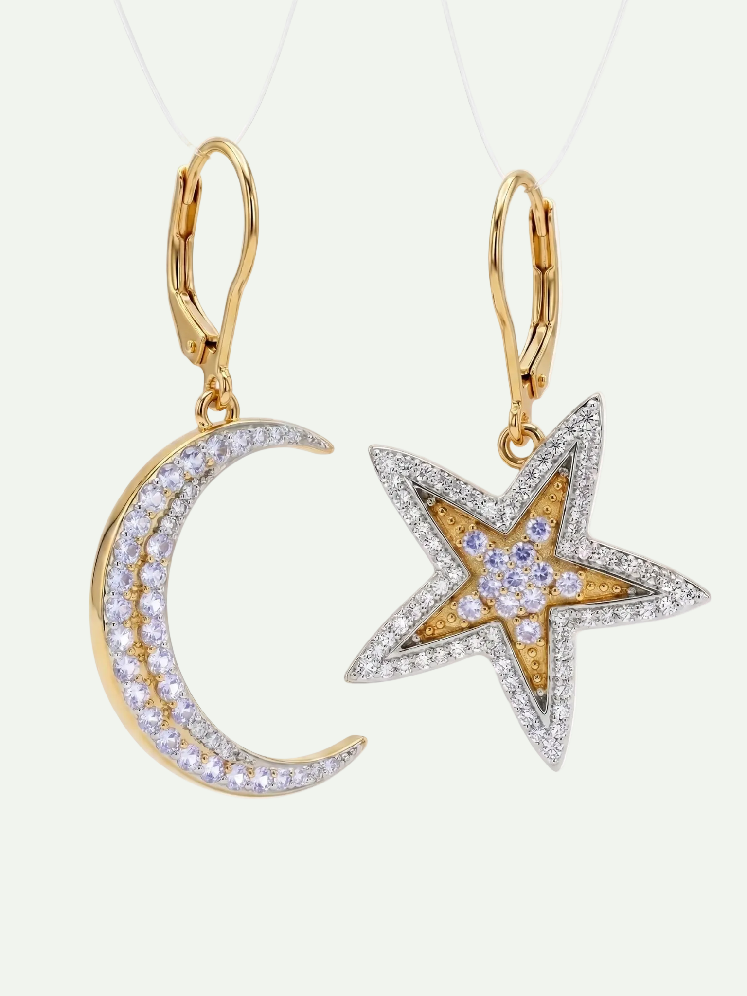 Celestial Duet Tanzanite Drop Earrings