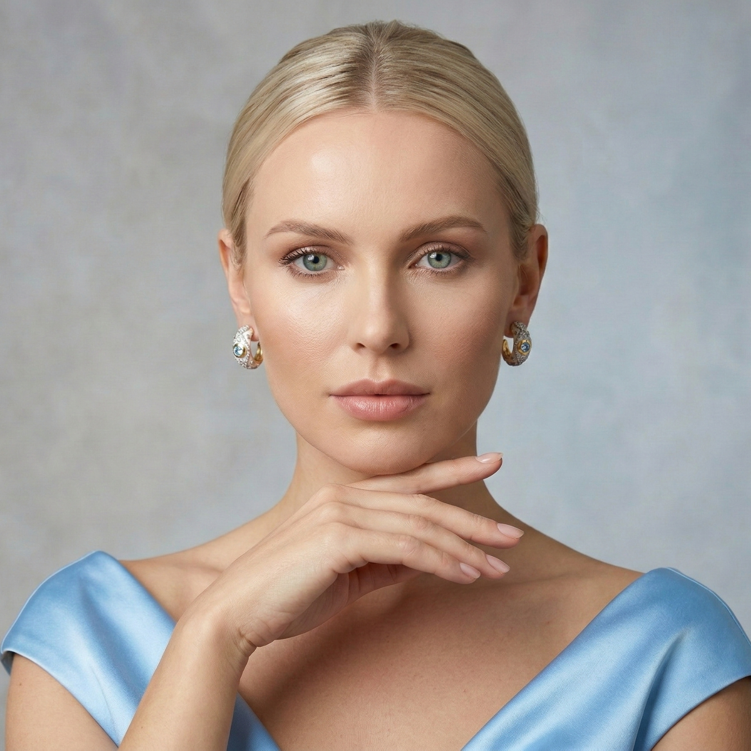 Luminous Sky Blue Topaz Huggie Hoops Earrings