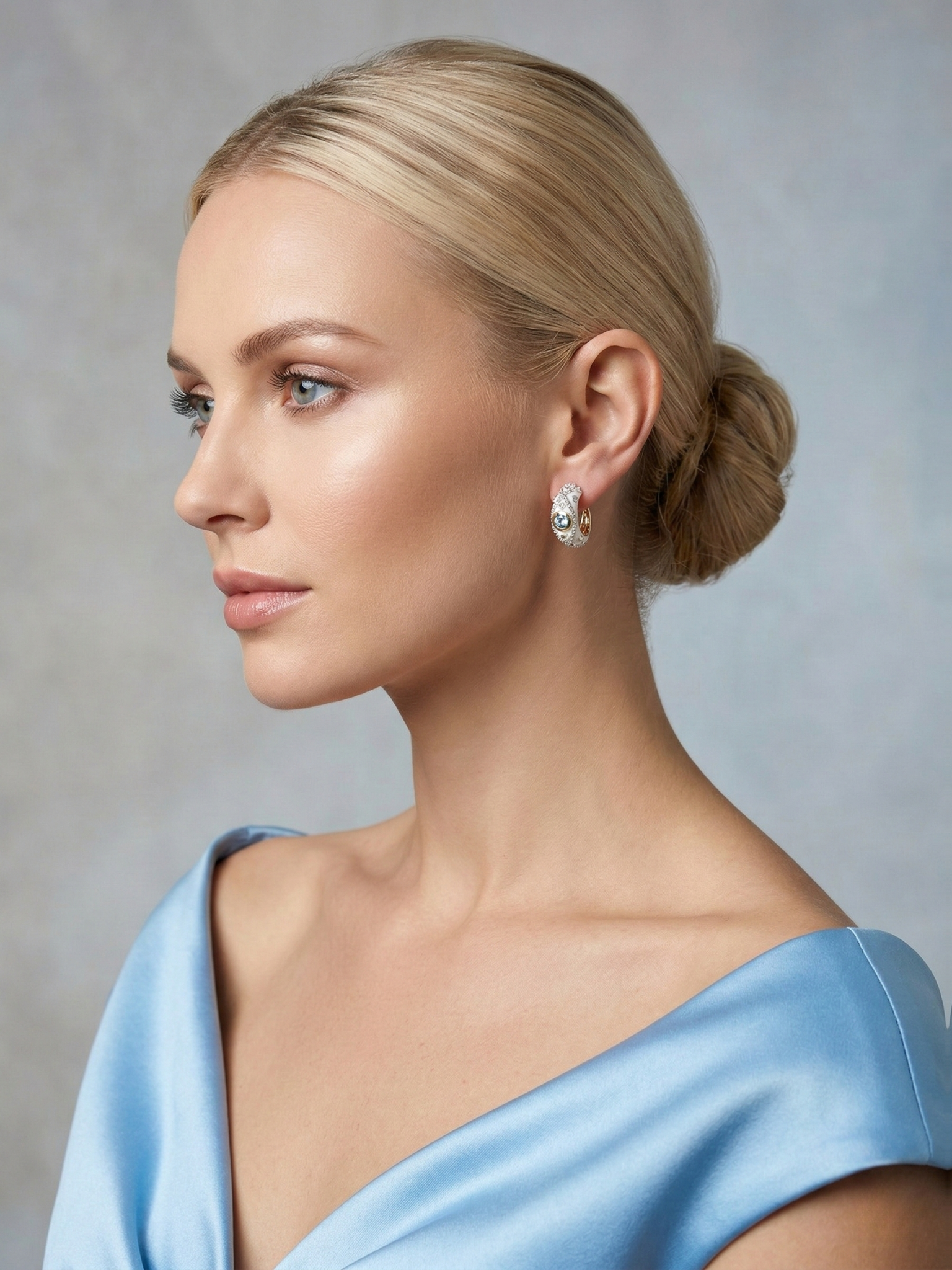 Luminous Sky Blue Topaz Huggie Hoops Earrings