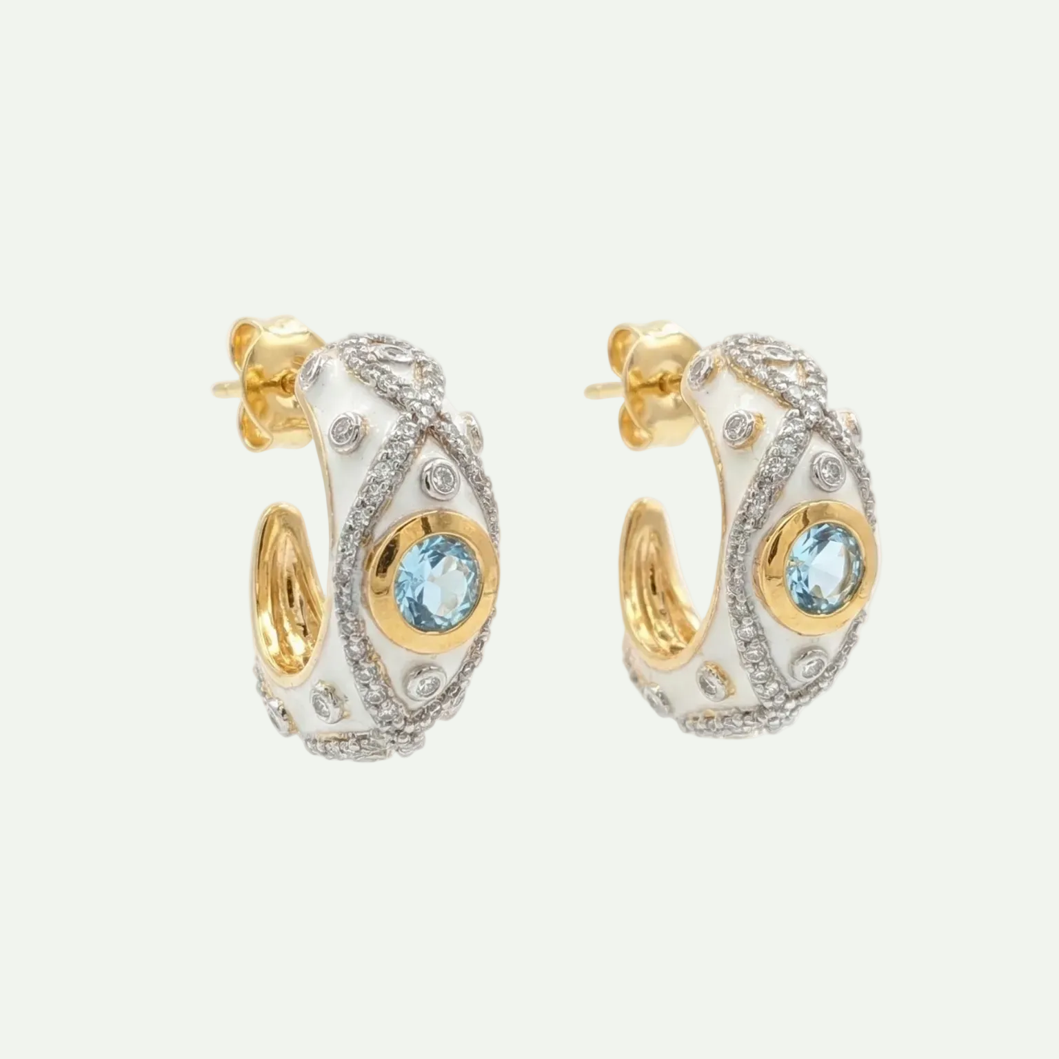 Luminous Sky Blue Topaz Huggie Hoops Earrings