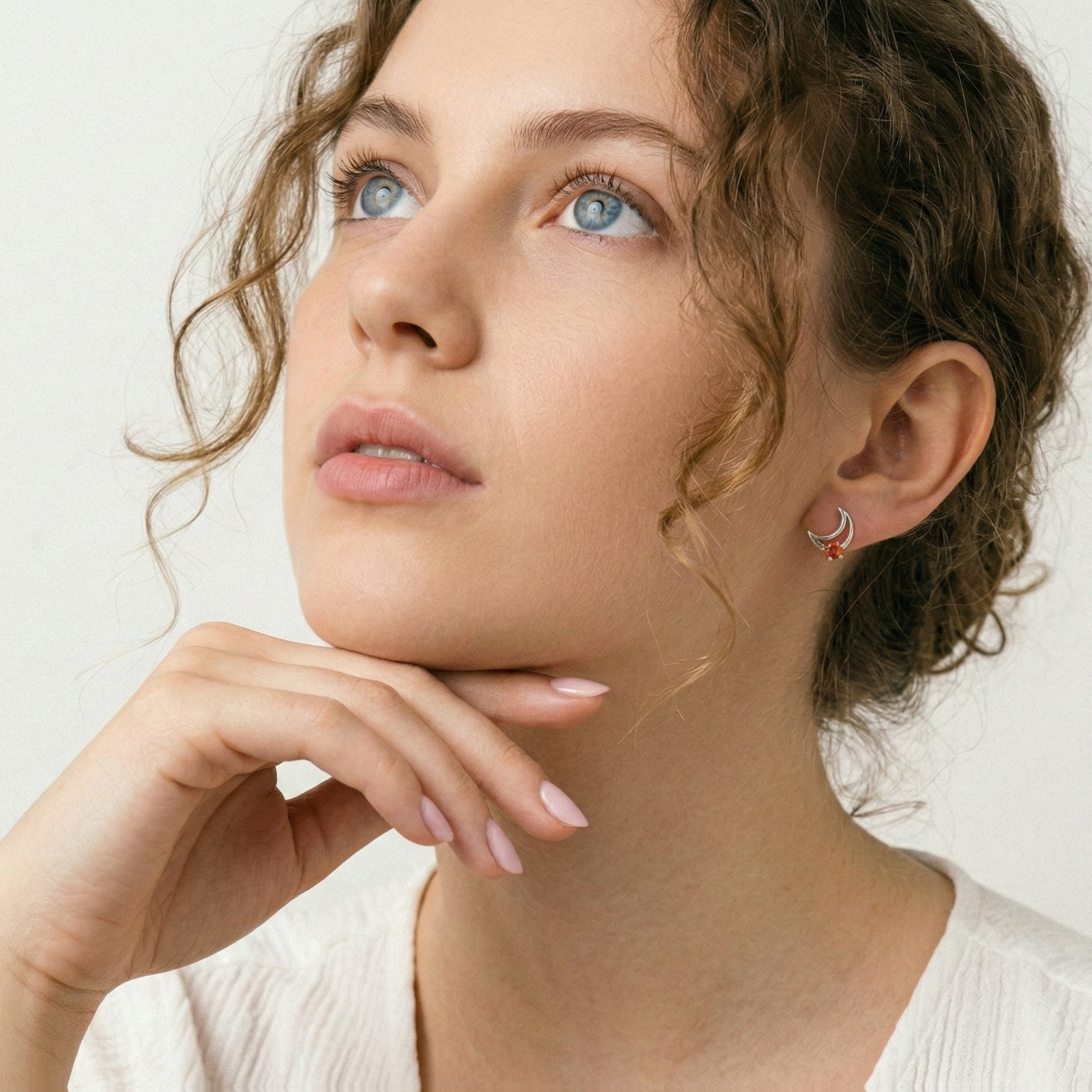 Elegant Orange Sapphire Stud Earrings