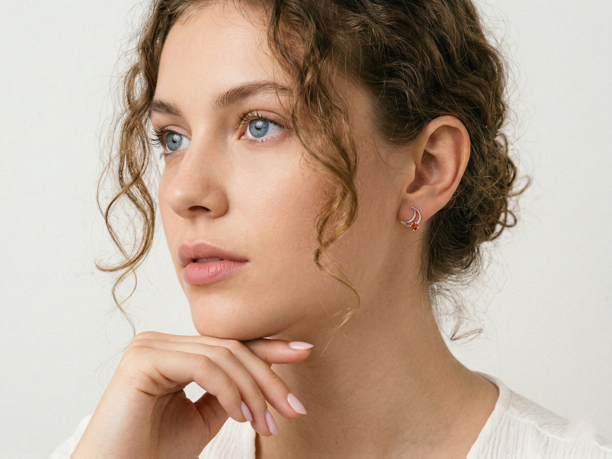 Elegant Orange Sapphire Stud Earrings