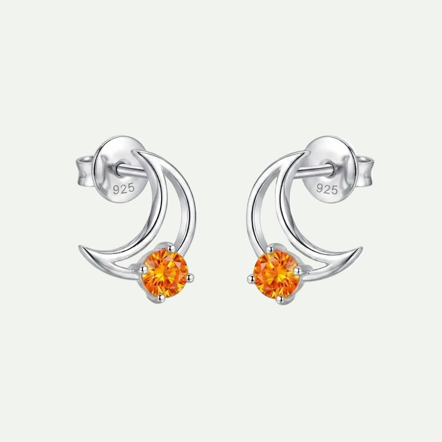 Elegant Orange Sapphire Stud Earrings