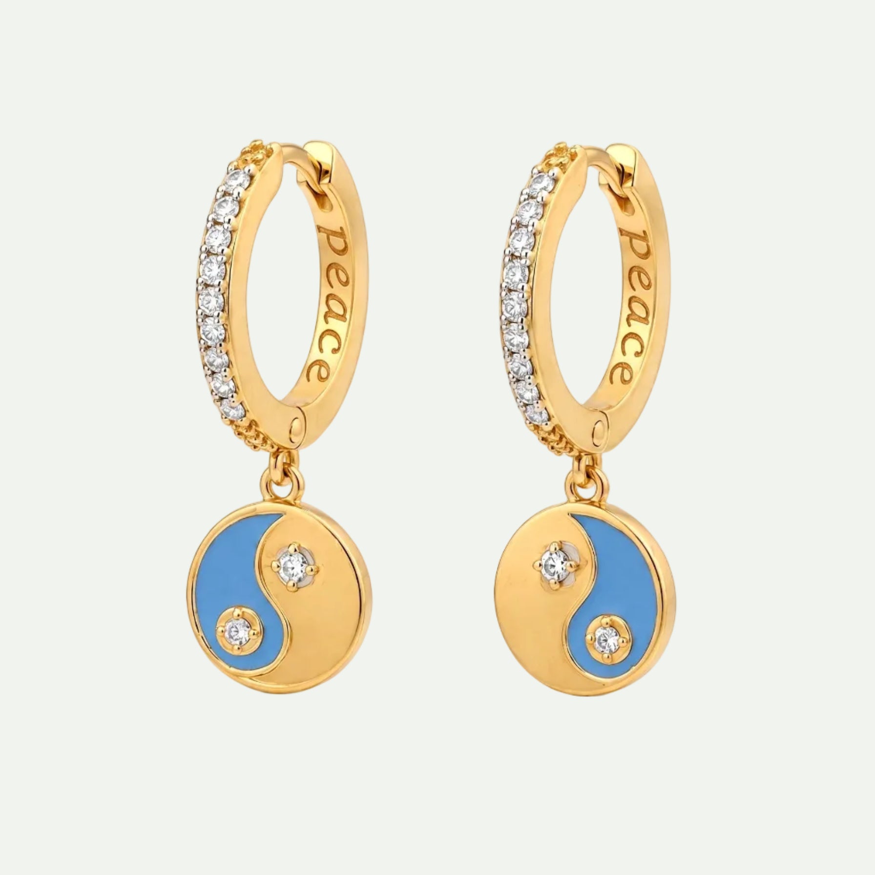 AAA Zircon and Enamel Yin-Yang Peace Drop Earrings