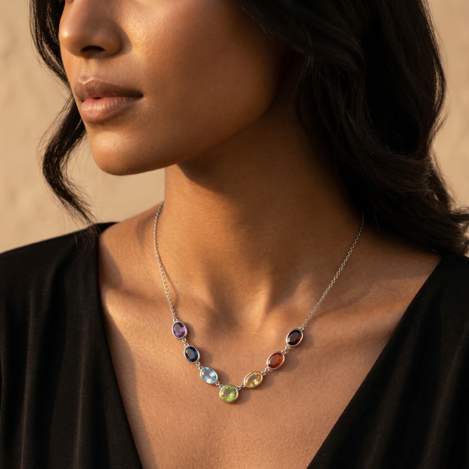 Elegant Multi Stone Necklace