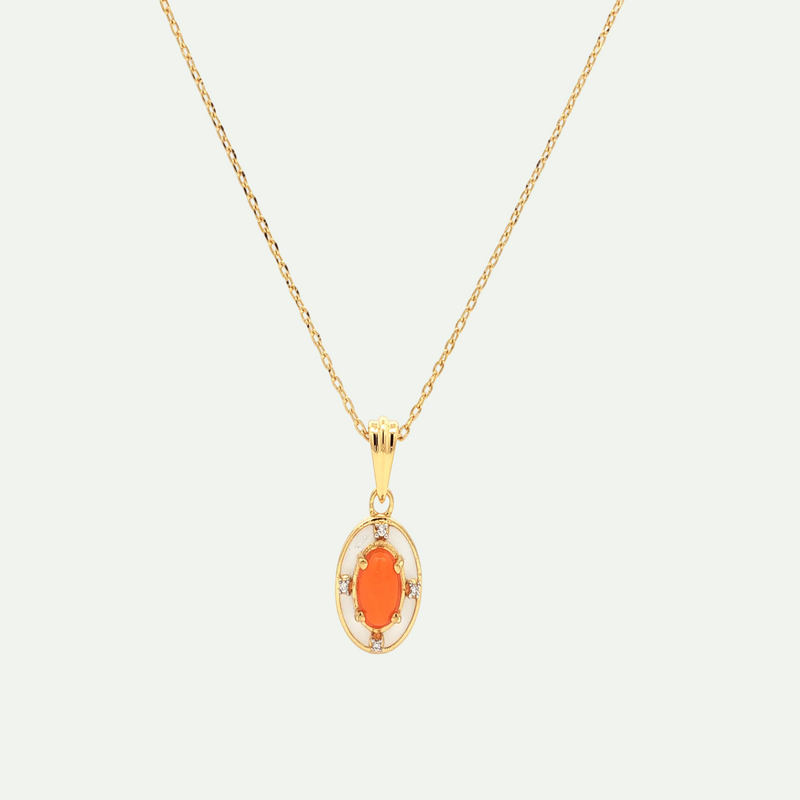 Enchanting Orange Ethiopian Opal Pendant Necklace