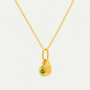 Brilliant Green Zircon Accent Sunburst Heart Charm Necklace
