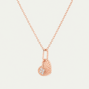 Brilliant White Zircon Accent Sunburst Heart Charm Necklace