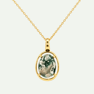 Beautiful Moss Agate Pendant Necklace
