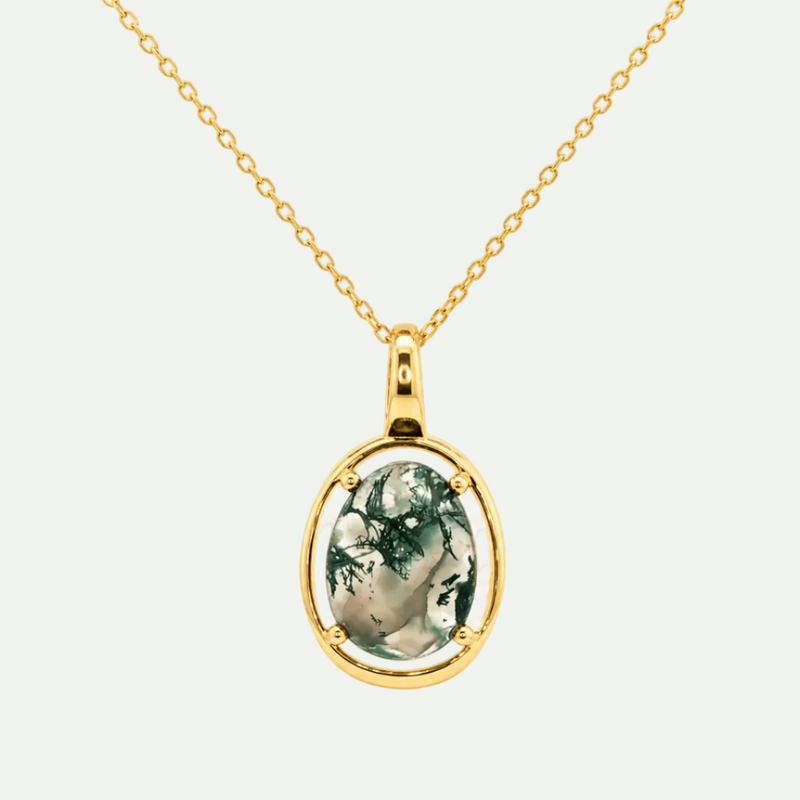 Beautiful Moss Agate Pendant Necklace