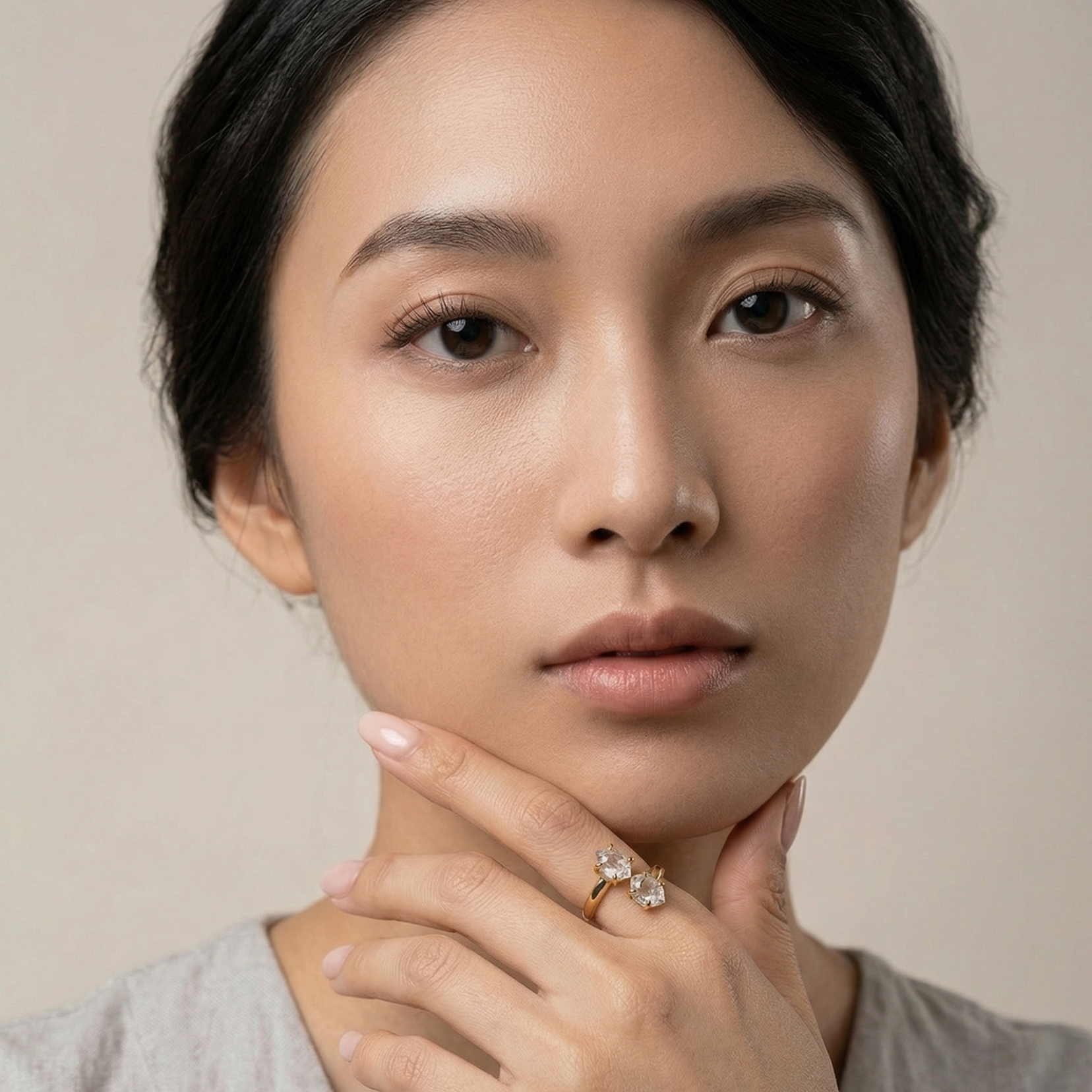 Trueform Duo Herkimer Ring