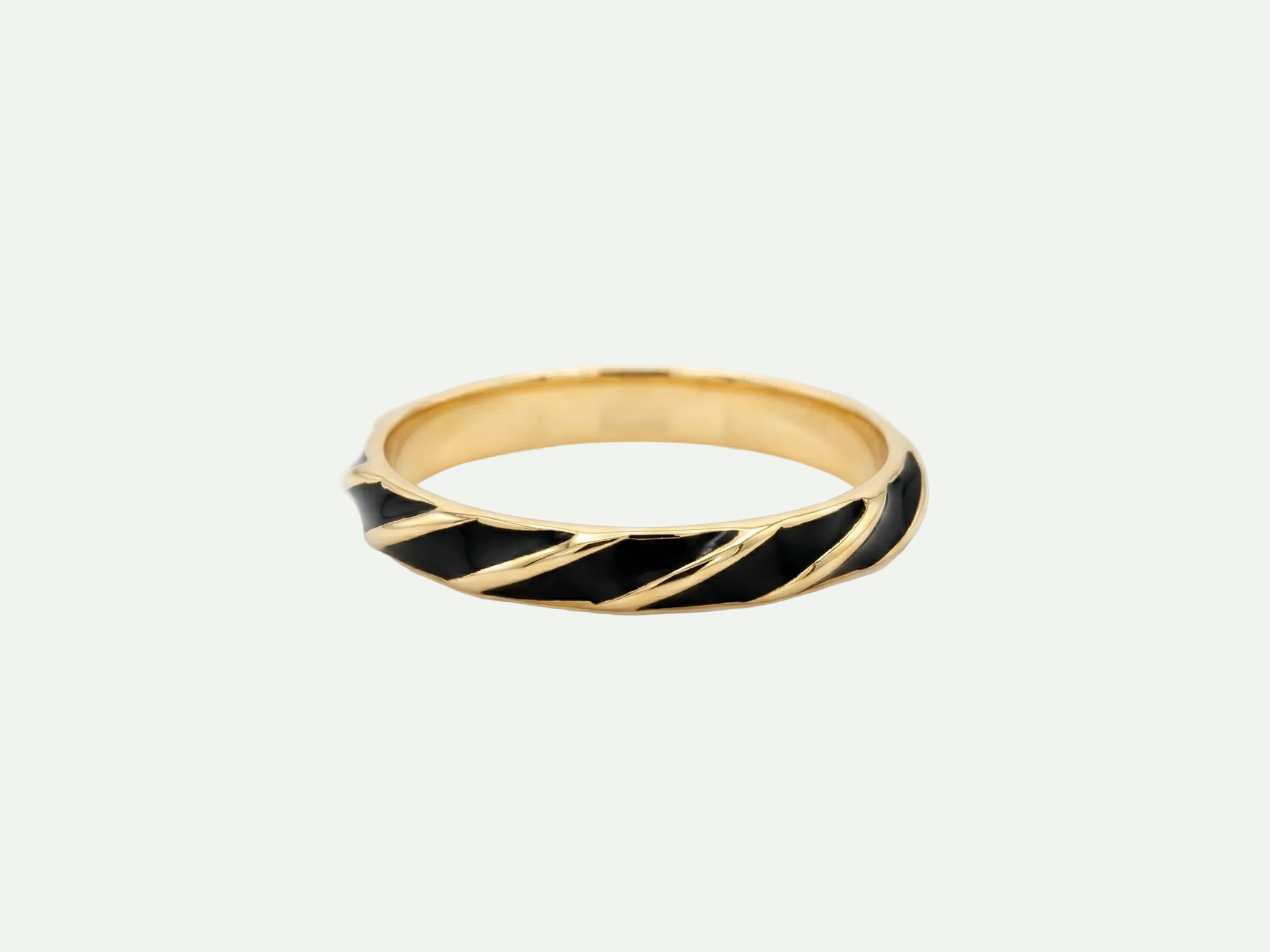 Lustrous Black Enamel Gold Vermiel Band Ring