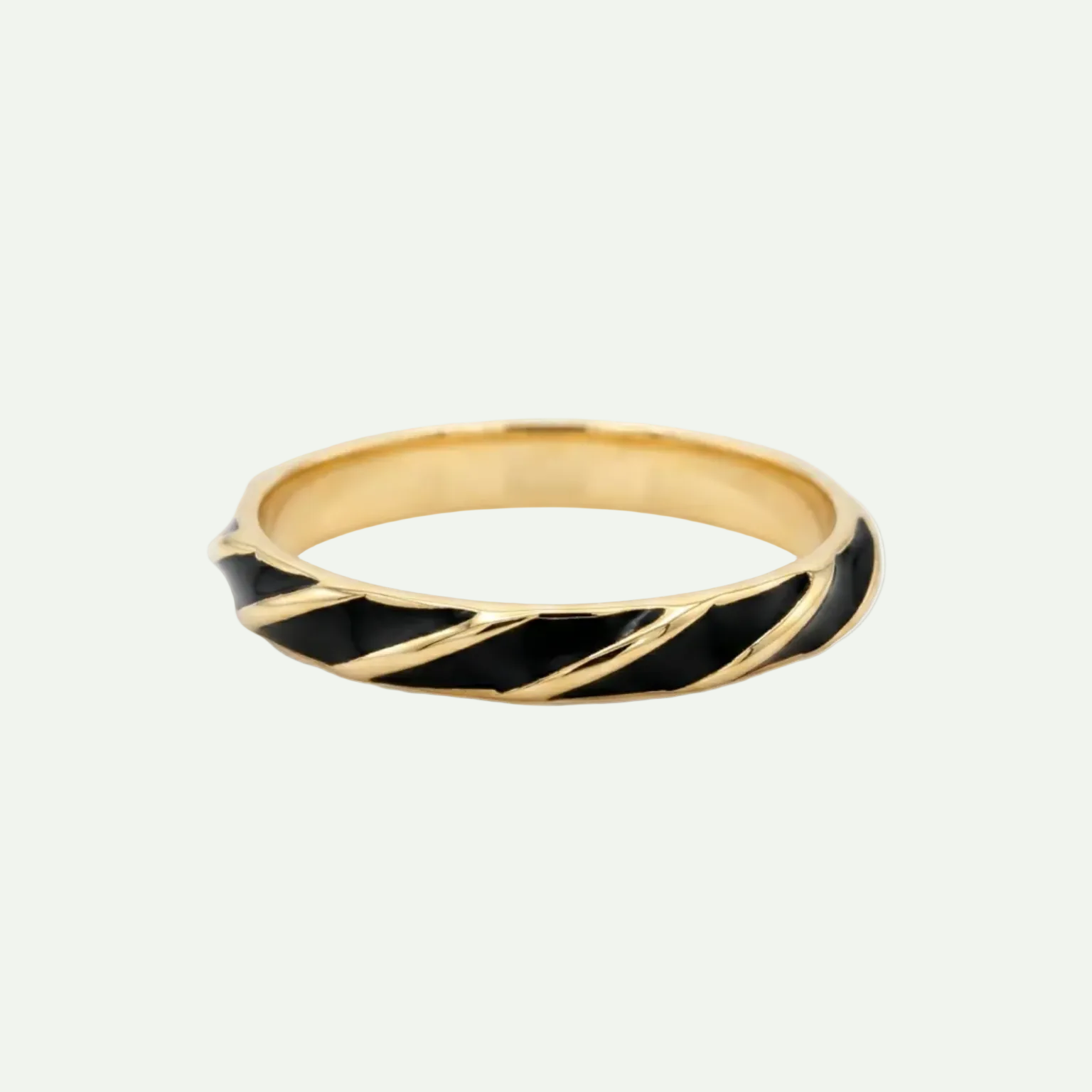 Lustrous Black Enamel Gold Vermiel Band Ring