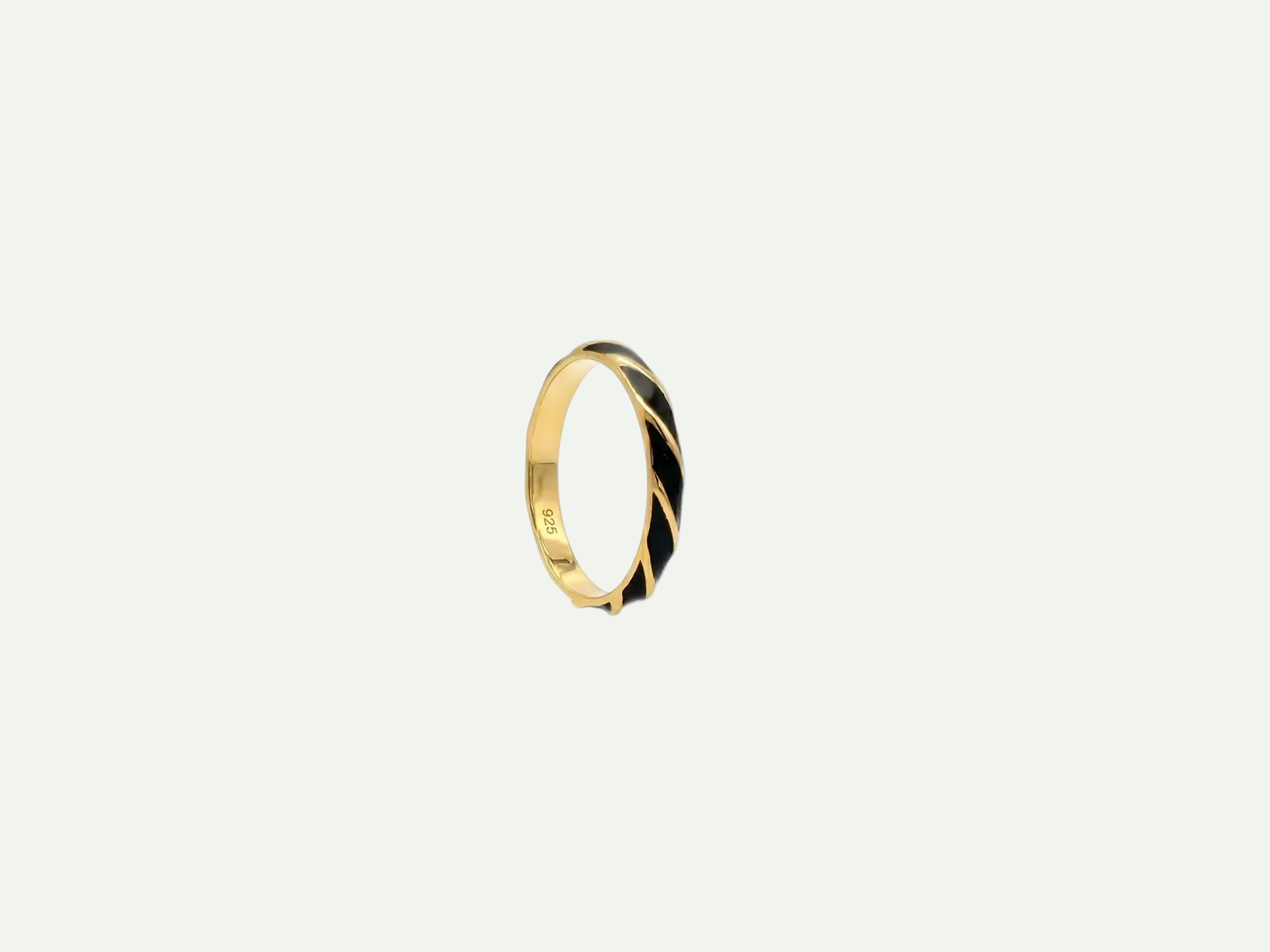 Lustrous Black Enamel Gold Vermiel Band Ring