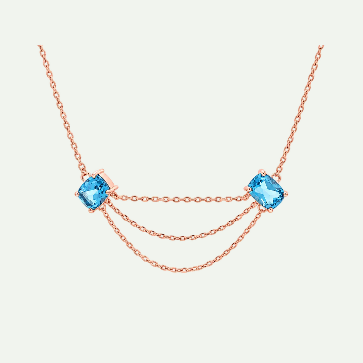 Brilliant Swiss Blue Topaz Layered Chain Necklace