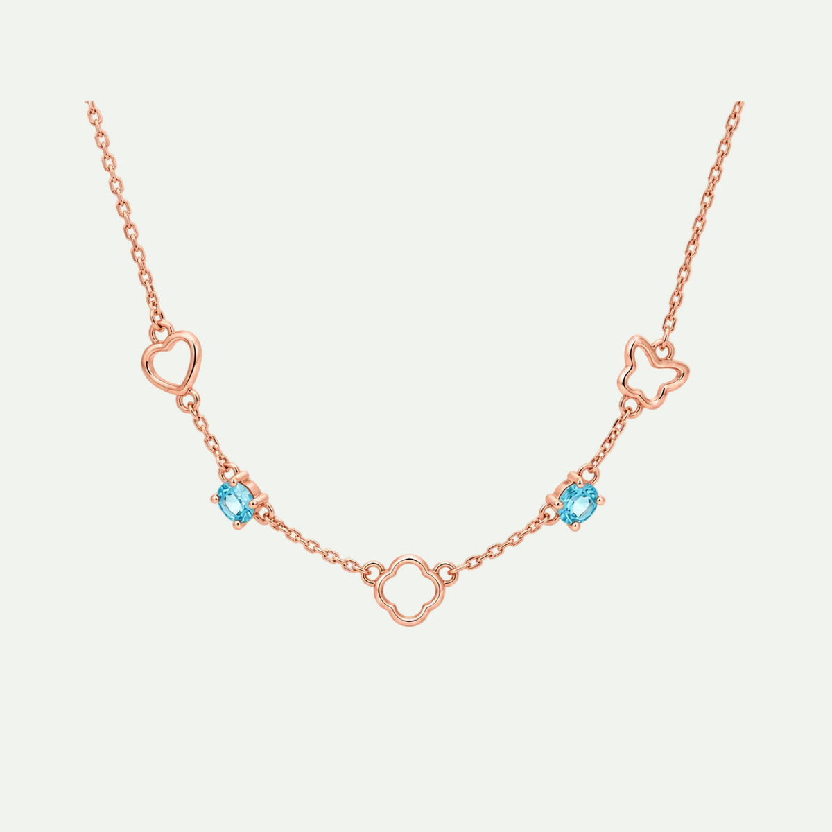 Brilliant Swiss Blue Topaz Openwork Charm Necklace