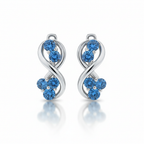 Blue Diamond Double Cut Sterling Silver Earring