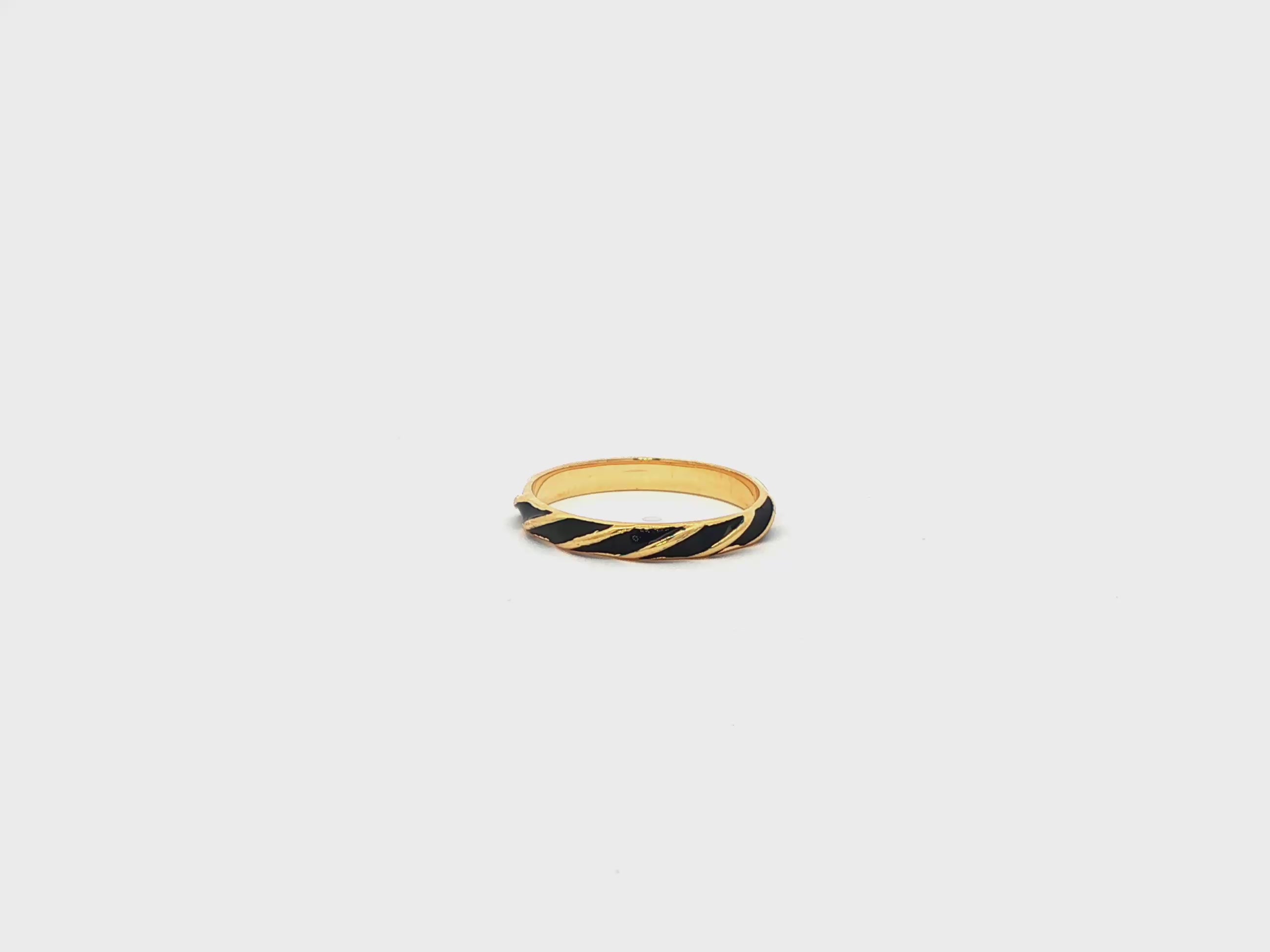Lustrous Black Enamel Gold Vermiel Band Ring