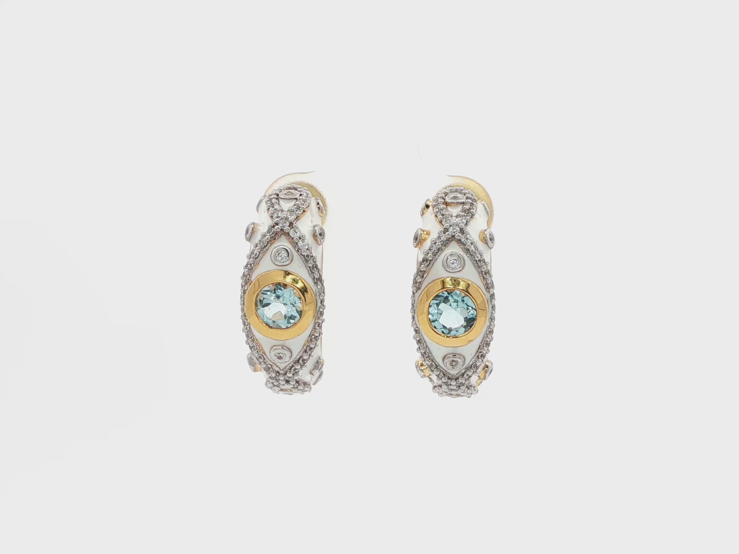 Luminous Sky Blue Topaz Huggie Hoops Earrings